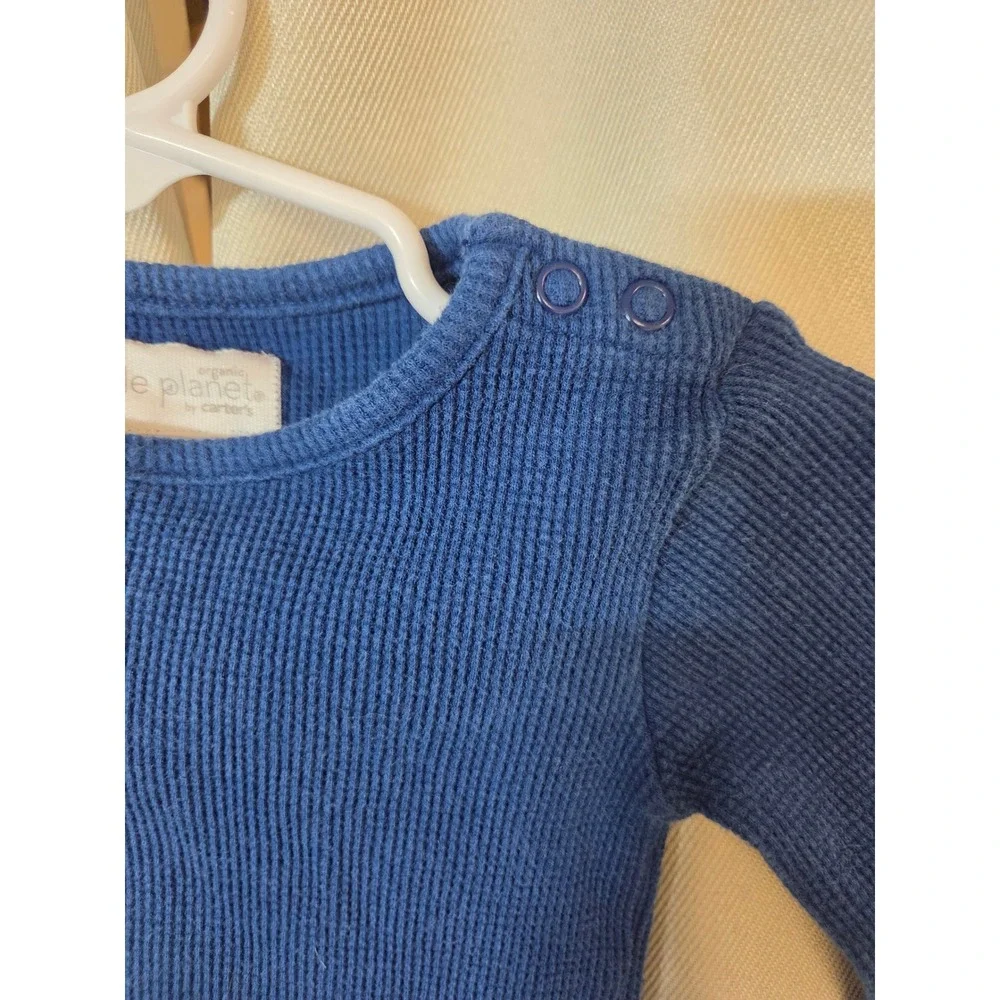 Little Planet Organic by Carters Baby Boys Blue Waffle Knit Bodysuit 18M